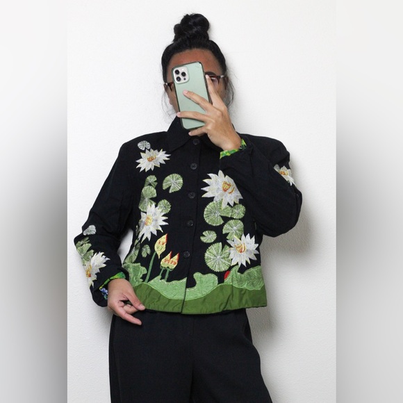 Vintage ANAGE Embroidered 90s Jacket Floral Beaded Embellished Novelty Blazer